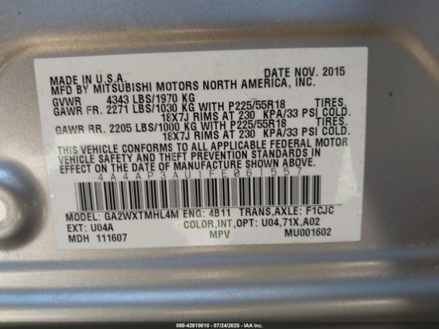 2015 MITSUBISHI OUTLANDER SPORT 4A4AP3AU1FE061557 Photo 8