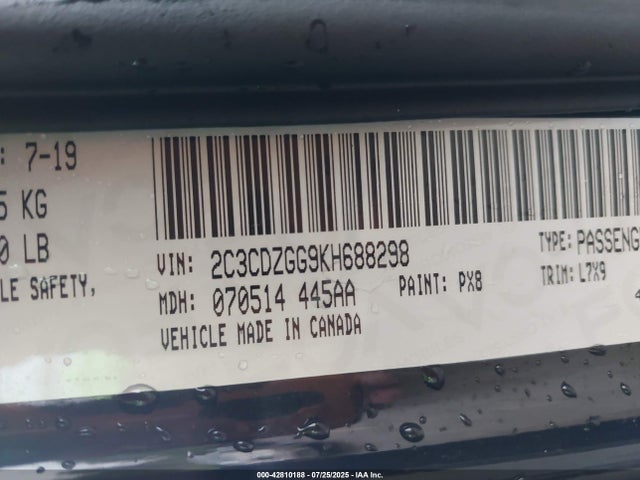 Dodge 2019 2019 2C3CDZGG9KH688298 Image 9