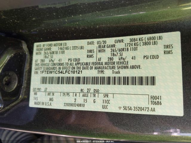 2020 FORD F-150 1FTEW1C54LFC10121 Photo 8