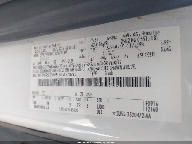 1FTYR2CM5HKA51593 Ford 2017