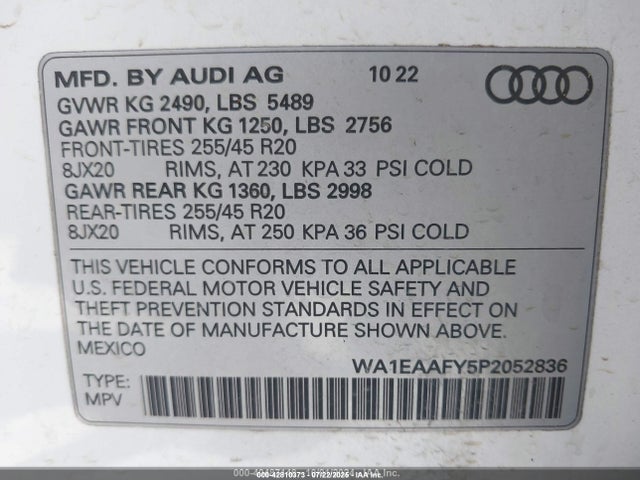 2023 AUDI Q5 WA1EAAFY5P2052836 Photo 8