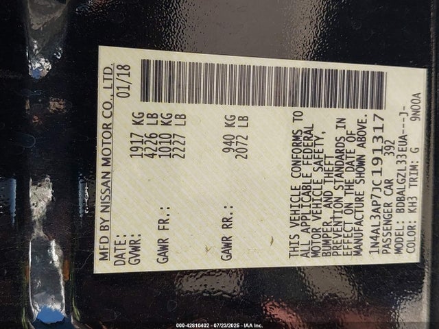 1N4AL3AP7JC191317 Nissan 2018
