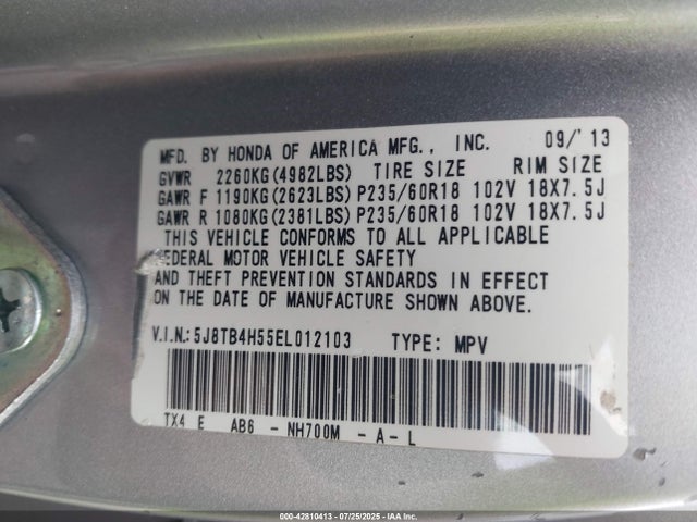 Acura j35z2 2014 5J8TB4H55EL012103 Image 9