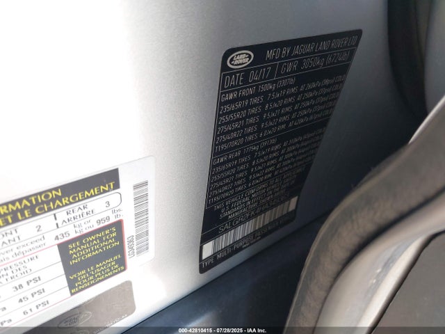 Land Rover td6 lev3 lev160 2017 SALGR2FK4HA349363 Image 9