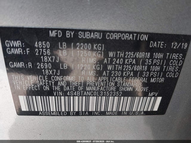 4S4BTANC0L3152352 Subaru u5