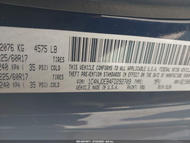 Jeep Compass 2015 1C4NJDEB4FD292709 Image 9