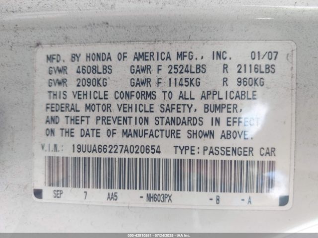 2007 ACURA TL 19UUA66227A020654 Photo 8