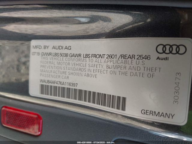 2019 AUDI S4 WAUB4AF47KA116397 Photo 8