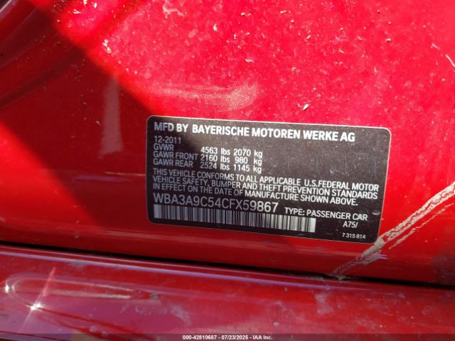 2012 BMW 335I WBA3A9C54CFX59867 Photo 8