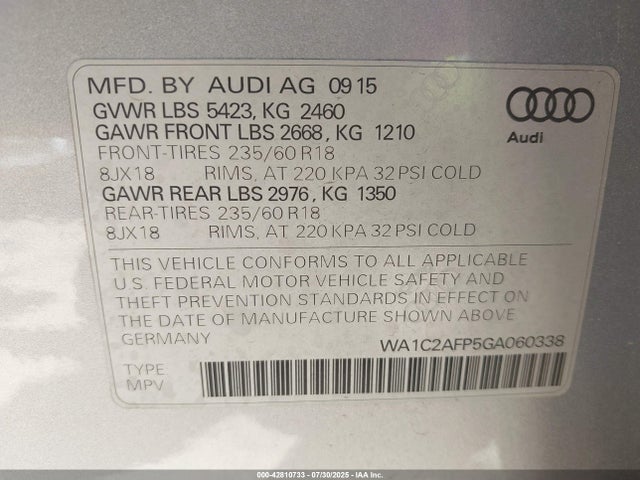 2016 AUDI Q5 WA1C2AFP5GA060338 Photo 8