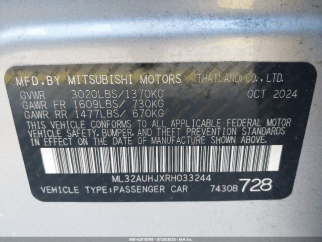 2024 MITSUBISHI MIRAGE ML32AUHJXRH033244 Photo 8
