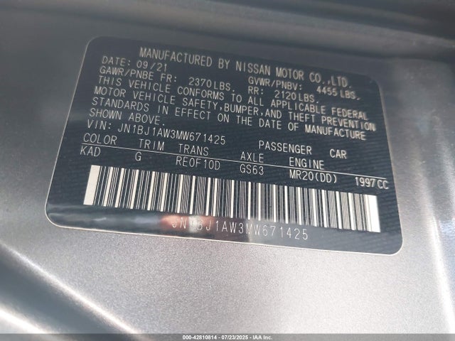 JN1BJ1AW3MW671425 Nissan 2021
