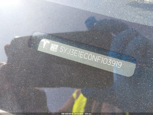 2022 TESLA MODEL 3 5YJ3E1EC0NF103919 Photo 8