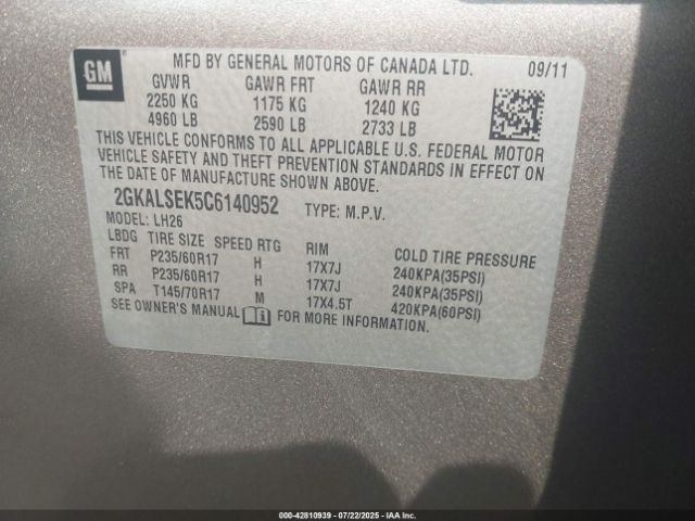 2012 GMC TERRAIN 2GKALSEK5C6140952 Photo 8