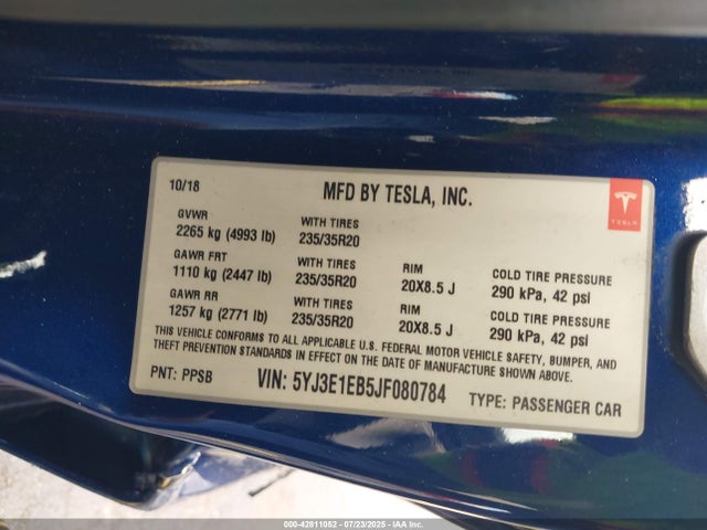 2018 TESLA MODEL 3 5YJ3E1EB5JF080784 Photo 8