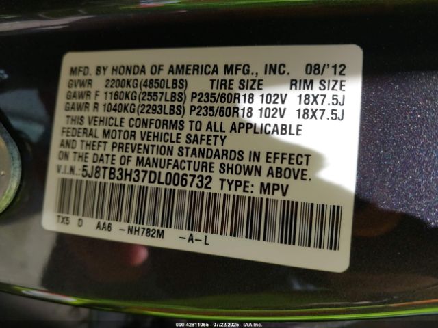 2013 ACURA RDX 5J8TB3H37DL006732 Photo 8