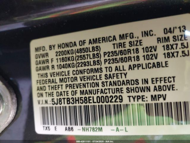 2014 ACURA RDX 5J8TB3H58EL000229 Photo 8