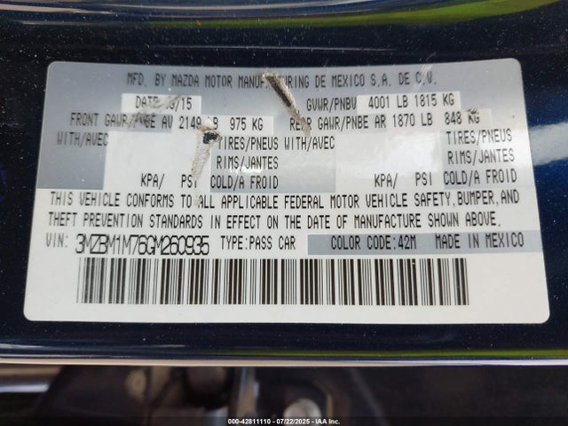 3MZBM1M76GM260935 Mazda pe