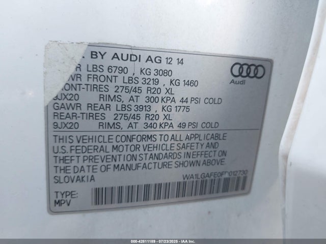 2015 AUDI Q7 WA1LGAFE0FD012730 Photo 8