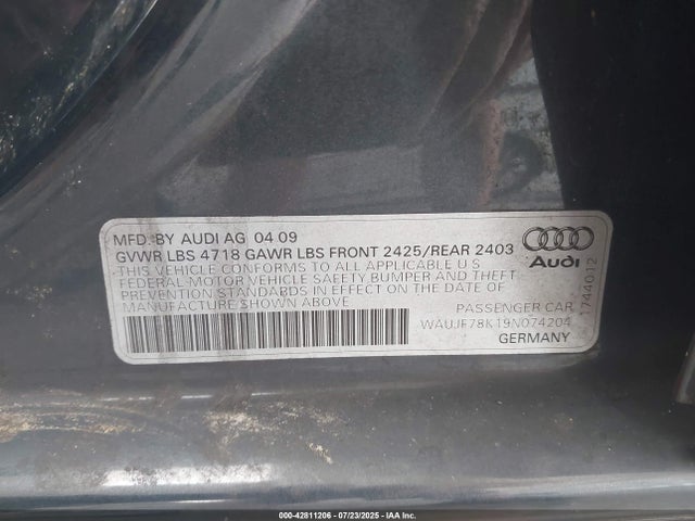 2009 AUDI A4 WAUJF78K19N074204 Photo 8
