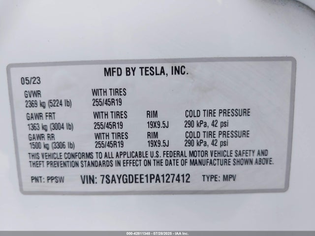 2023 TESLA MODEL Y 7SAYGDEE1PA127412 Photo 8