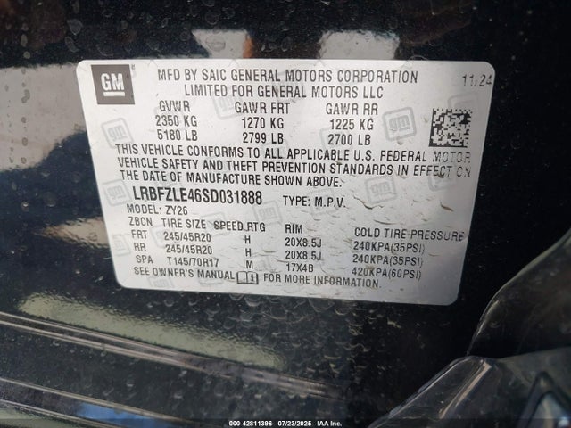 Продаж на аукціоні авто 2025 Buick Envision Sport Touring Awd, vin: LRBFZLE46SD031888, номер лоту: 42811396