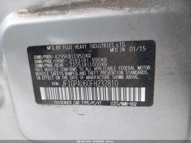 Subaru 2.0l na 2015 JF1GPAU60FH232810 Image 9