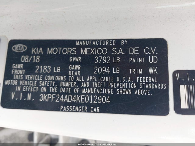 3KPF24AD4KE012904 KIA mpi nu