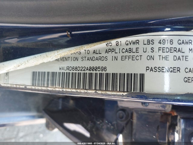 2002 AUDI S4 WAURD68D22A000596 Photo 8