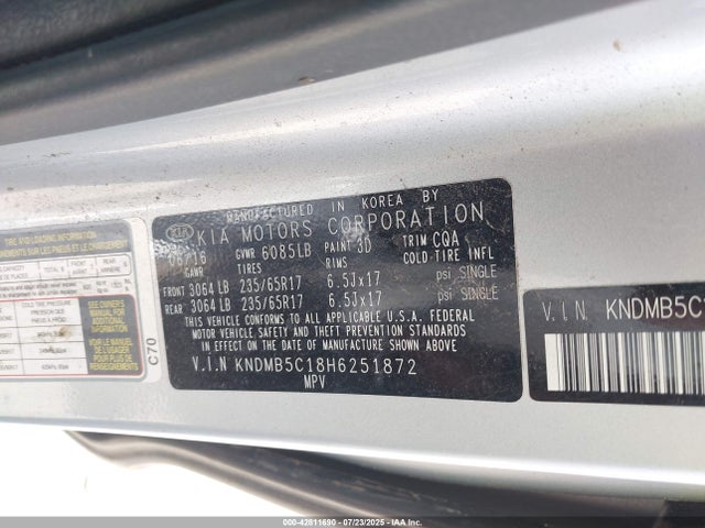 KIA Sedona 2017 KNDMB5C18H6251872 Image 9