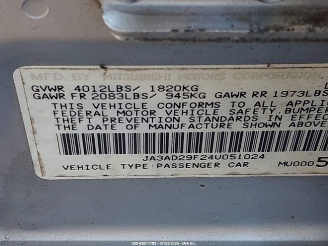 2004 MITSUBISHI LANCER SPORTBACK JA3AD29F24U051024 Photo 8