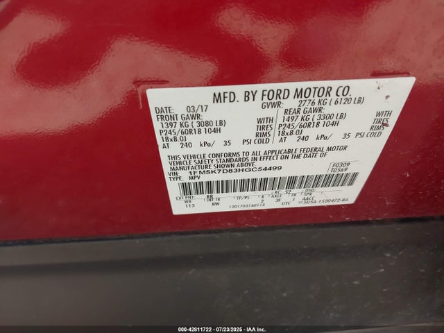1FM5K7D83HGC54499 Ford 3.5l ti-vct