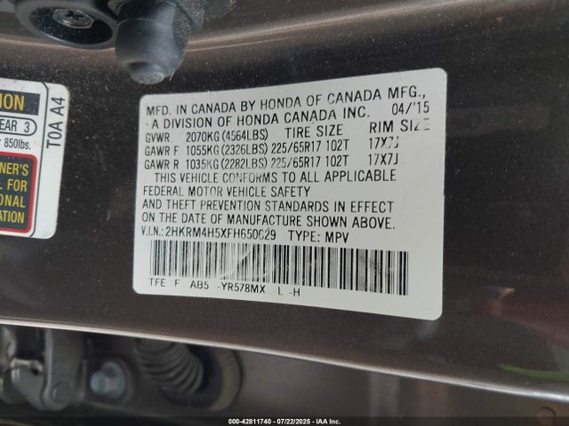 2HKRM4H5XFH650629 Honda k24w9