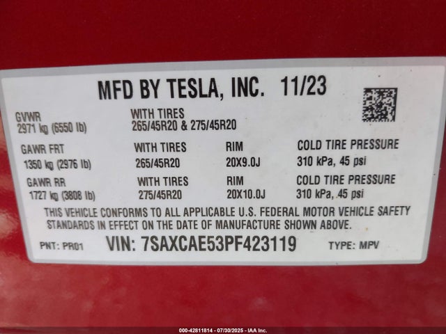 2023 TESLA MODEL X 7SAXCAE53PF423119 Photo 8