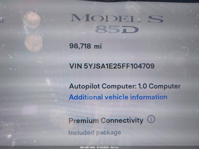 2015 TESLA MODEL S 5YJSA1E25FF104709 Photo 6