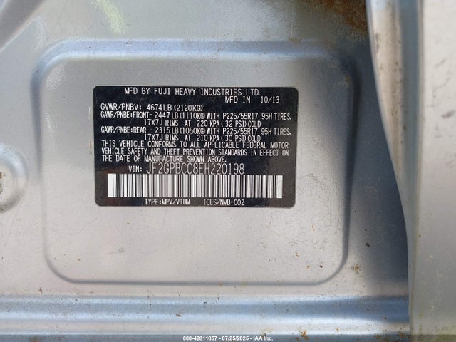 Subaru 2.0l Na Hev 2014 JF2GPBCC8EH220198 Image 9
