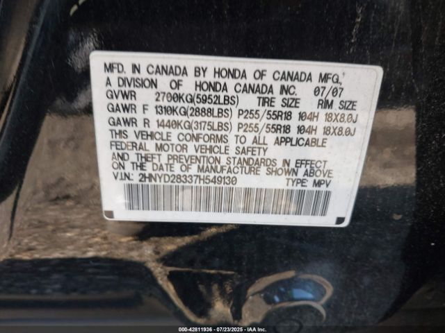 2007 ACURA MDX 2HNYD28337H549130 Photo 8