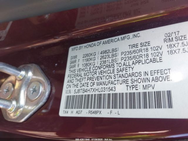 2017 ACURA RDX 5J8TB4H7XHL031543 Photo 8