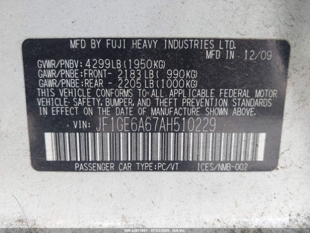 2010 SUBARU IMPREZA JF1GE6A67AH510229 Photo 8