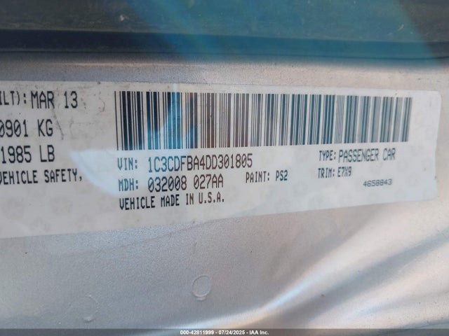 Продажа на аукционе авто 2013 Dodge Dart Sxt, vin: 1C3CDFBA4DD301805, номер лота: 42811999