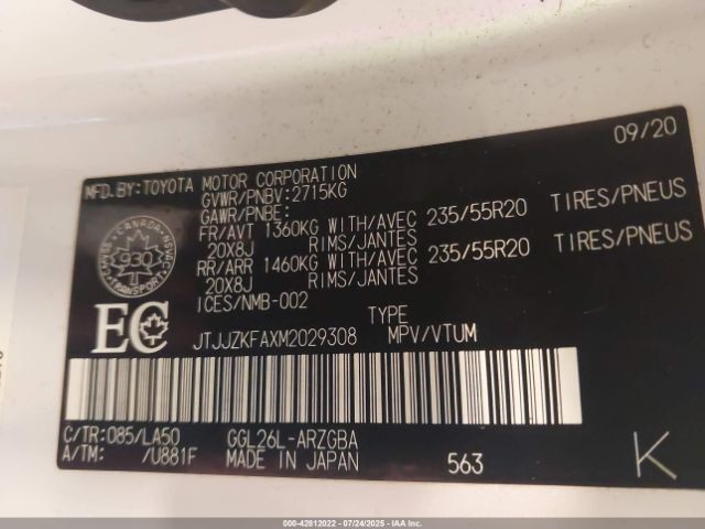 2021 LEXUS RX 350L JTJJZKFAXM2029308 Photo 8