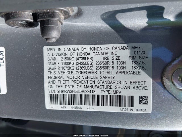 2HKRW2H58LH622418 Honda l15be