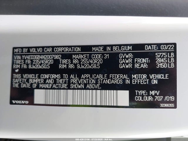 YV4ED3GB4N2007982 Volvo e400v6