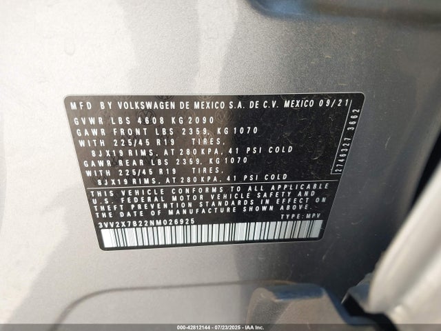 3VV2X7B22NM026925 Volkswagen tsi