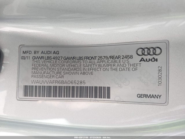 2011 AUDI S5 WAUVVAFR6BA065285 Photo 8