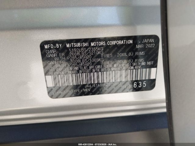 2022 MITSUBISHI OUTLANDER JA4J4TA88NZ075881 Photo 8