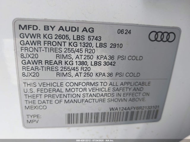 2024 AUDI SQ5 SPORTBACK WA124AFY6R2133101 Photo 8