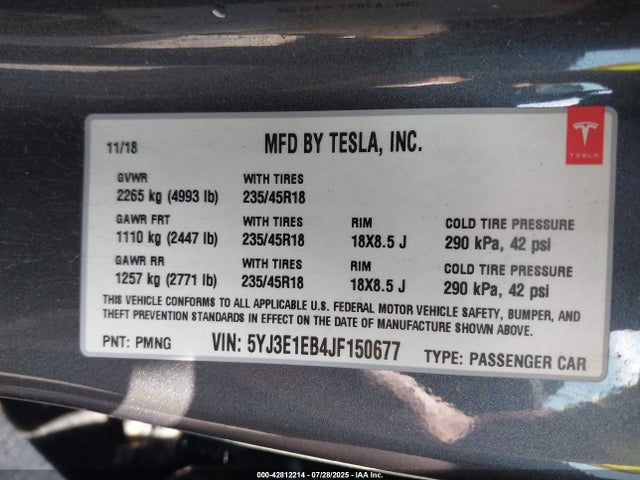 2018 TESLA MODEL 3 5YJ3E1EB4JF150677 Photo 8