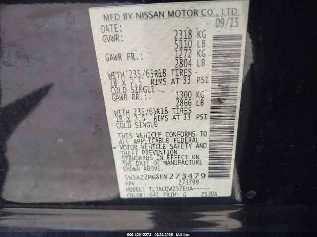 5N1AZ2MG8FN273479 Nissan 2015