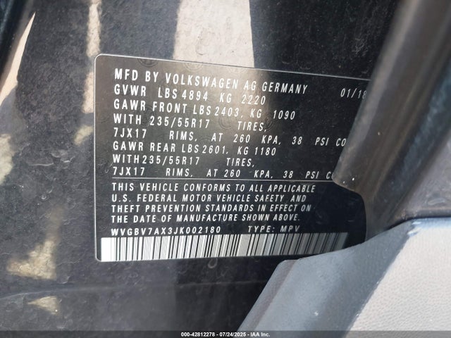 WVGBV7AX3JK002180 Volkswagen 2018